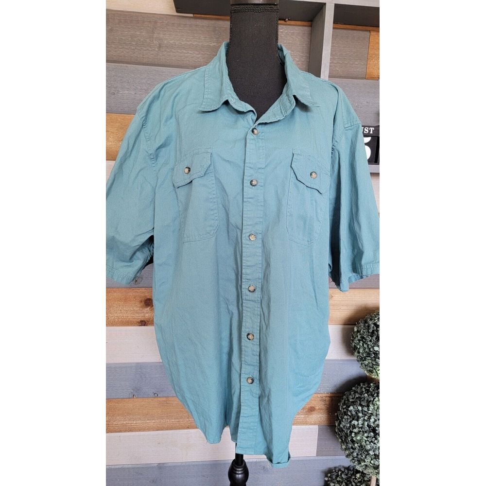 Wrangler Premium Quality Shirt Mens 2XL Short‎ Sleeve Western Teal Button Up